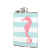 ホワイトミント&ピンク幅のパタストライプーンシーホース フラスク (左)