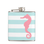 ホワイトミント&ピンク幅のパタストライプーンシーホース フラスク (正面)