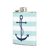 ホワイトミント&ブルーワイドストライプいかり フラスク (左)