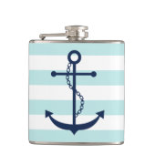 ホワイトミント&ブルーワイドストライプいかり フラスク (正面)