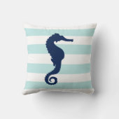 ホワイトミント&ブルーワイドパタストライプーンシーホース クッション (裏面)