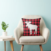 ホワイトムースオンレッドバッファローチェック装飾用クッション クッション (椅子)