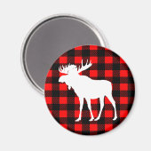 ホワイトムース&素朴ブラックレッドバッファローチェックプレイド マグネット (正面/裏面)