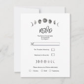 ホワイトムーンフェイズウォーターカラーミニマルウェディングRSVP 招待状 (正面)