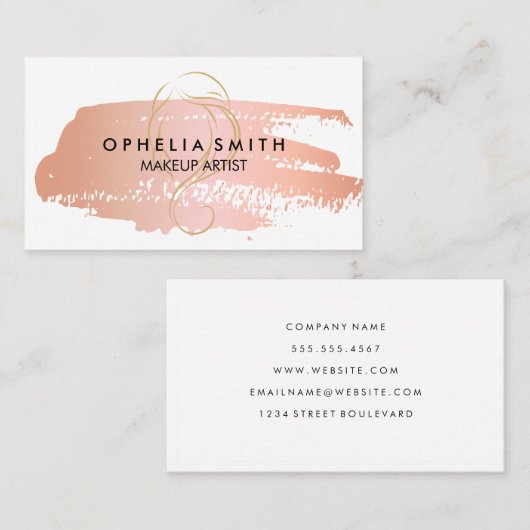 ホワイトメイクアップアーティス縁どトがブラッシュされたホットピンク 名刺 (正面/裏面)