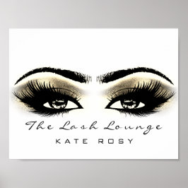 ホワイトメイクアップ美しいスタジオラッシュズサロン金ゴールド ポスター