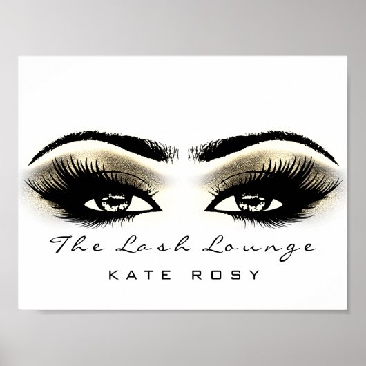 ホワイトメイクアップ美しいスタジオラッシュズサロン金ゴールド ポスター (正面)