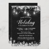 ホワイトメイソンジャールライツスノーフレークスクリスマスパーティー 招待状 (正面/裏面)