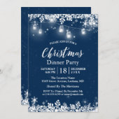 ホワイトメイソンジャールライツスノーフレークスクリスマスパーティー 招待状 (正面/裏面)