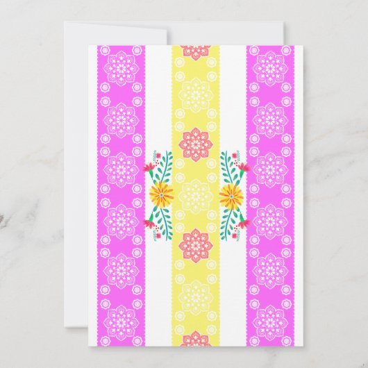 ホワイトメキシカンフィエスタフォークアートフローラSweet sixteen 招待状 (裏面)