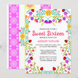ホワイトメキシカンフィエスタフォークアートフローラSweet sixteen 招待状