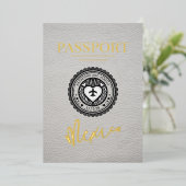 ホワイトメキシコ結婚パスポート 箔招待状 (立ち正面)