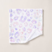 ホワイトメタリックヒョウ模様 バスタオルセット (ウォッシュタオル)