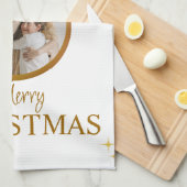 ホワイトメモダンリークリスマス最高のキッチンのタオル キッチンタオル (四つ折り)