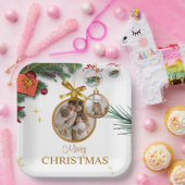 ホワイトメモダンリークリスマス9"スクエア紙プレート ペーパープレート (パーティー)