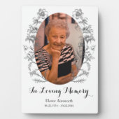 ホワイトメモリアルプラークヴィンテージ花 フォトプラーク (正面)