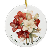 ホワイトメリークリスマスに赤と白のアマリリス