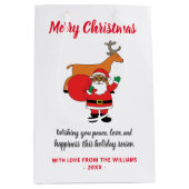 ホワイトメリークリスマスアフリカンアメリカンサンタクロース ミディアムペーパーバッグ (正面)