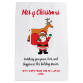 ホワイトメリークリスマスアフリカンアメリカンサンタクロース ミディアムペーパーバッグ (裏面)