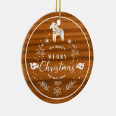 ホワイトメリークリスマスオーナメントマホガニーウッド セラミックオーナメント (右)