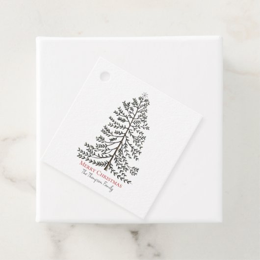 ホワイトメリークリスマスクリスマスツリーギフトラベル フェイバータグ (インサイチュ)