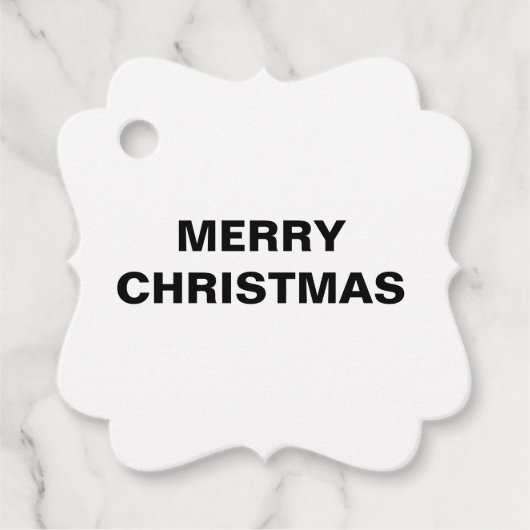 ホワイトメリークリスマスシンプルメッセージカード フェイバータグ (正面)