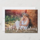 ホワイトメリークリスマススクリプトホリデーフォトカード シーズンカード (正面)