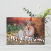 ホワイトメリークリスマススクリプトホリデーフォトカード シーズンカード (スタンド正面)