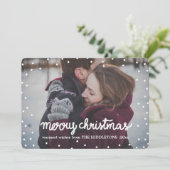 ホワイトメリークリスマスタイポグラフィシンプル写真 シーズンカード (スタンド正面)