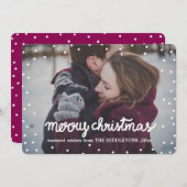 ホワイトメリークリスマスタイポグラフィシンプル写真 シーズンカード (正面/裏面)