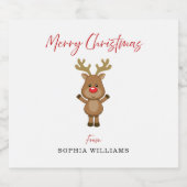 ホワイトメリークリスマストナカイプレゼント ビールラベル (シングルラベル)