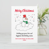 ホワイトメリークリスマスファミリー雪だるま雪片 シーズンカード (スタンド正面)