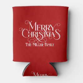 ホワイトメリークリスマスフェスティバルレトロタイポグラフィ 缶クーラー