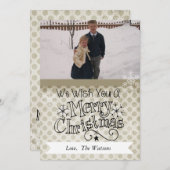 ホワイトメリークリスマスフォトカードの上のクレイドット シーズンカード (正面/裏面)