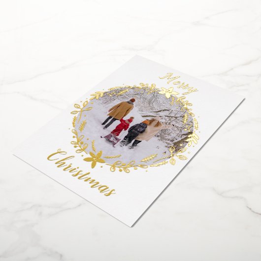 ホワイトメリークリスマスフォトリース1枚 箔シーズンカード (回転した状態)