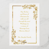 ホワイトメリークリスマス写真新年おめでとう 箔シーズンカード (裏面)