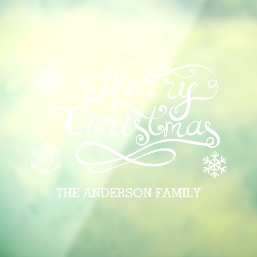 ホワイトメリークリスマス手書き文字雪 ウィンドウサイン (シート3)