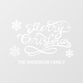 ホワイトメリークリスマス手書き文字雪 ウィンドウサイン (シート)