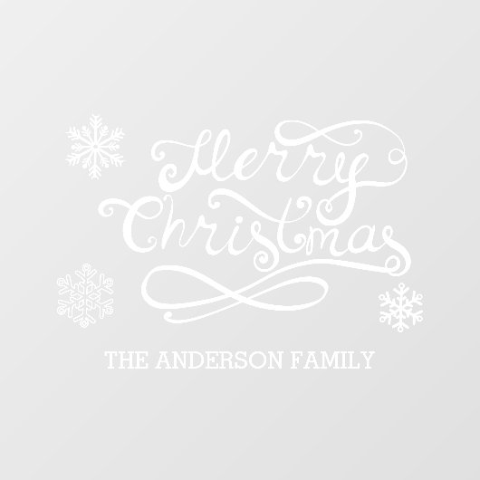 ホワイトメリークリスマス手書き文字雪 ウィンドウサイン (シート)