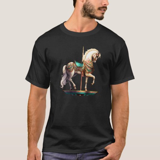 ホワイトメリーゴーランドの馬 プレミアム Tシャツ (正面)