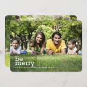 ホワイトメリー・クリスマス2枚の写真カード シーズンカード (正面/裏面)