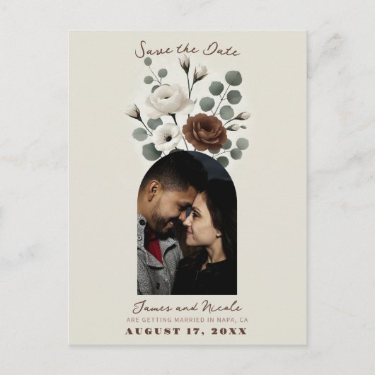 ホワイトモカモダンクリームフローラ保存日 案内ポストカード (正面)