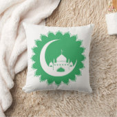 ホワイトモスク、三日月ラマダン、緑 クッション (ブランケット)