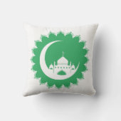 ホワイトモスク、三日月ラマダン、緑 クッション (裏面)