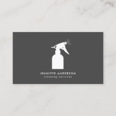 ホワイトモダンとグレーのクリーニングサービス 名刺 (正面)