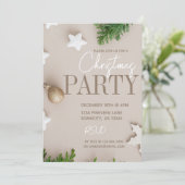 ホワイトモダンとタンニュートラルのクリスマスパーティー 招待状 (スタンド正面)