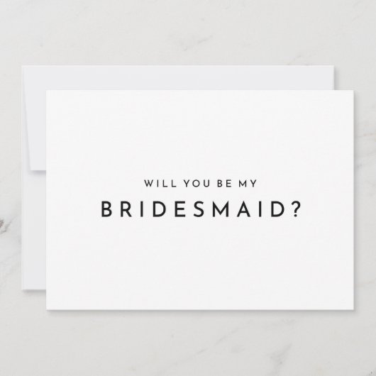 ホワイトモダンのはっきりしたBridesmaid Proposal Card 招待状 (正面)