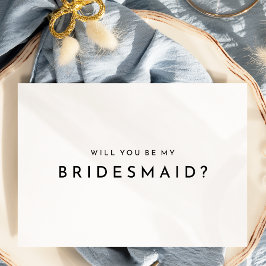 ホワイトモダンのはっきりしたBridesmaid Proposal Card 招待状