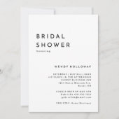 ホワイトモダンはっきりしたブライダルシャワー 招待状 (正面)