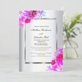 ホワイトモダンウェデエレガントィンバラフローラ 招待状 (スタンド正面)